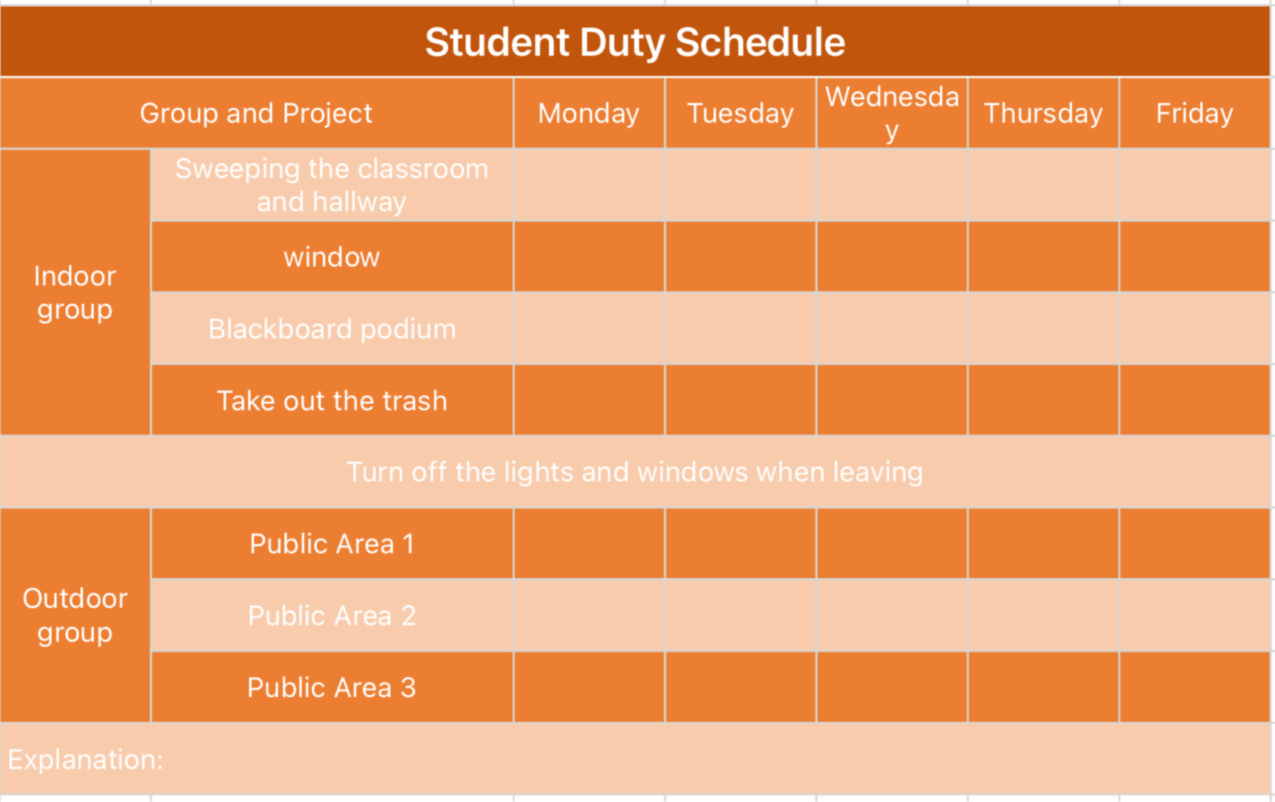 Student Duty Schedule 2